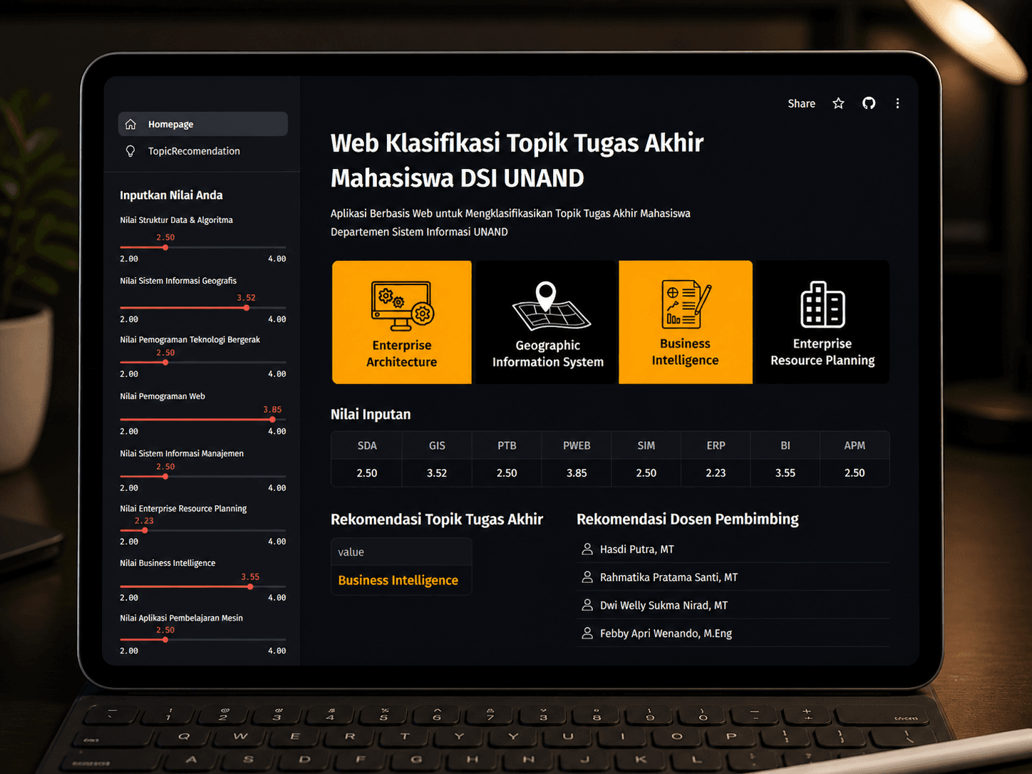 Rekomendasi Topik Tugas Akhir DSI